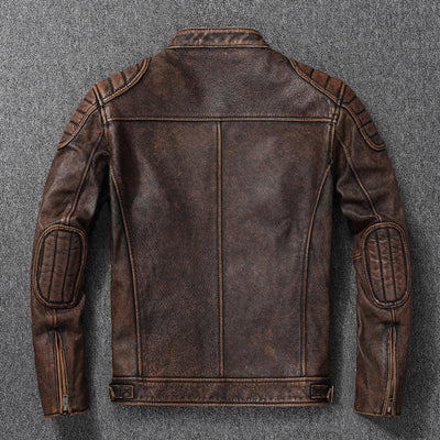 Vintage Brown Genuine Leather Jacket Men Motorcycle Coat Brown Motorcycle Leather Jacket For Men's Luxury Jackets For Bikers Men's Biker Clothes Spring Autumn