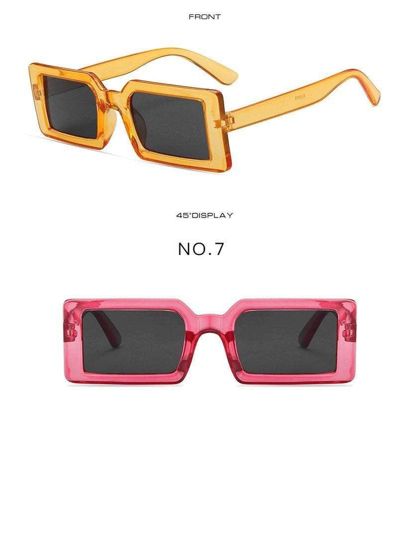 Vintage Brown Small Stylish Sunglasses Popular Colorful Retro Design Sunglasses For Women Luxury  Eyewear Cool Style For Women Rectangle Frame Sun Glasses