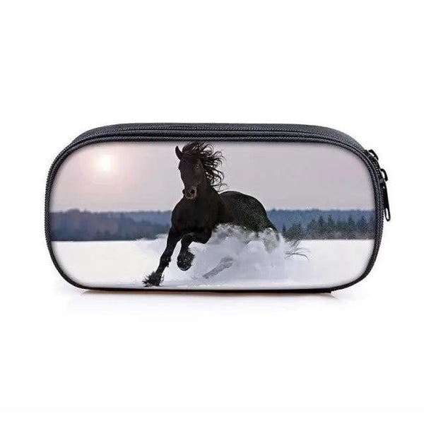 Vintage Cartoon Print Students Pencil Case Classic Theme Makeup Cosmetic Bags Elegant Stationery Pouch