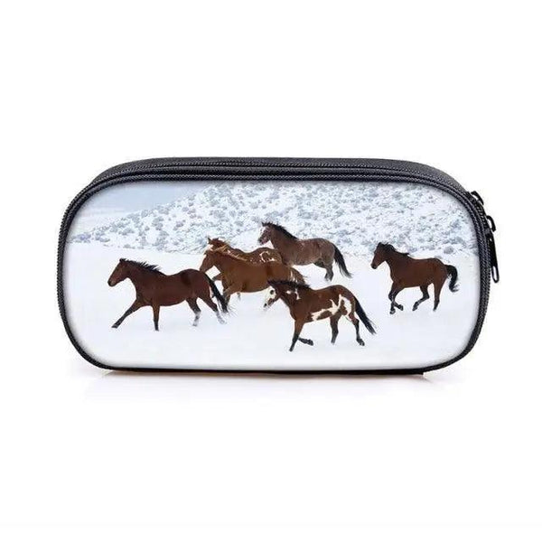 Vintage Cartoon Print Students Pencil Case Classic Theme Makeup Cosmetic Bags Elegant Stationery Pouch