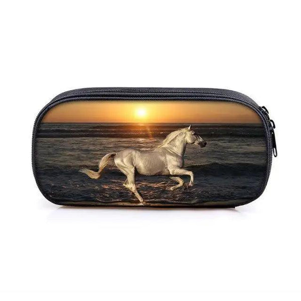 Vintage Cartoon Print Students Pencil Case Classic Theme Makeup Cosmetic Bags Elegant Stationery Pouch