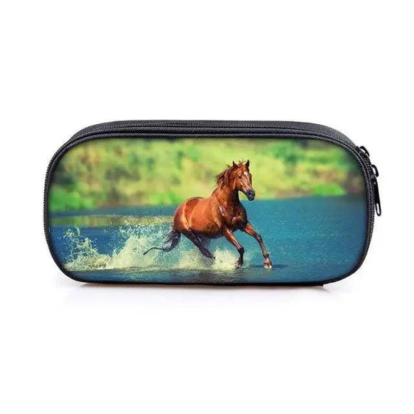 Vintage Cartoon Print Students Pencil Case Classic Theme Makeup Cosmetic Bags Elegant Stationery Pouch