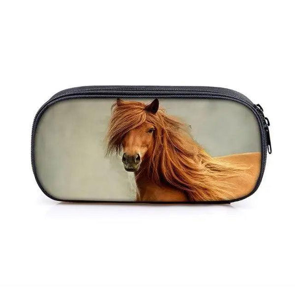 Vintage Cartoon Print Students Pencil Case Classic Theme Makeup Cosmetic Bags Elegant Stationery Pouch