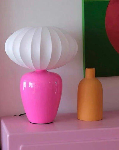 Vintage Dopamine Table Bedside Lamp with Silk Lampshade - Ambient Decorative Lighting