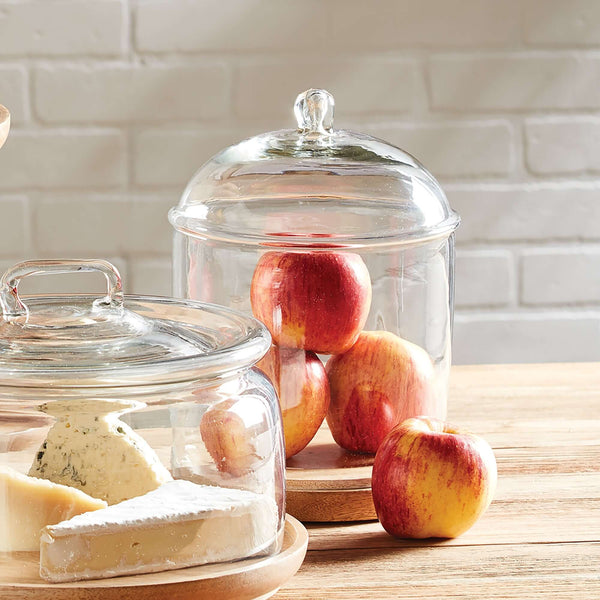 Vintage Glass Cloche with Wood Base