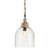 Vintage Glass Pendant Light with Wood Accents