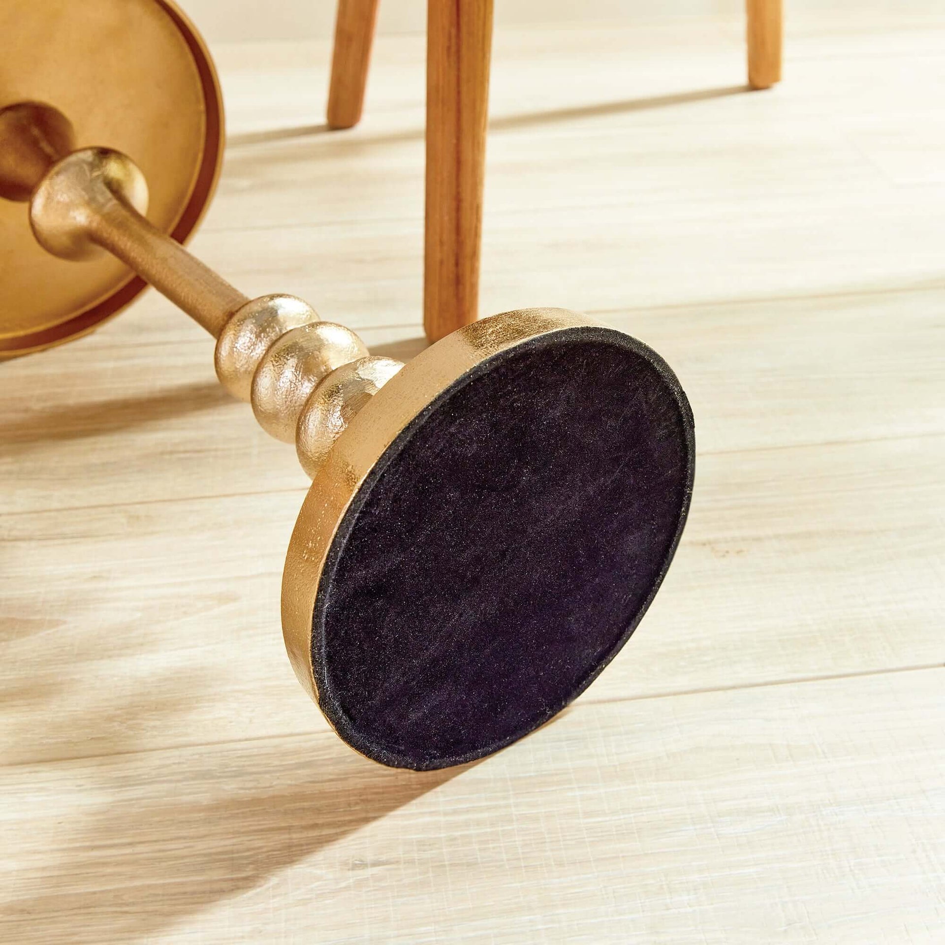 Vintage Gold Accent Table with Pedestal Base