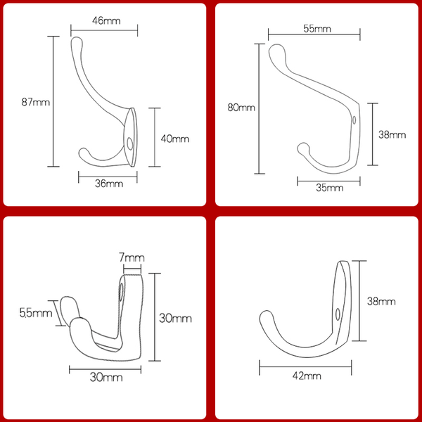 Vintage Hangers Hook Zinc Alloy Wall Hook Bronze Cloth Coat Bag Hat Hanging Hooks Bathroom Kitchen Antique Racks with Screws Vintage Antique Iron Bronze Hooks