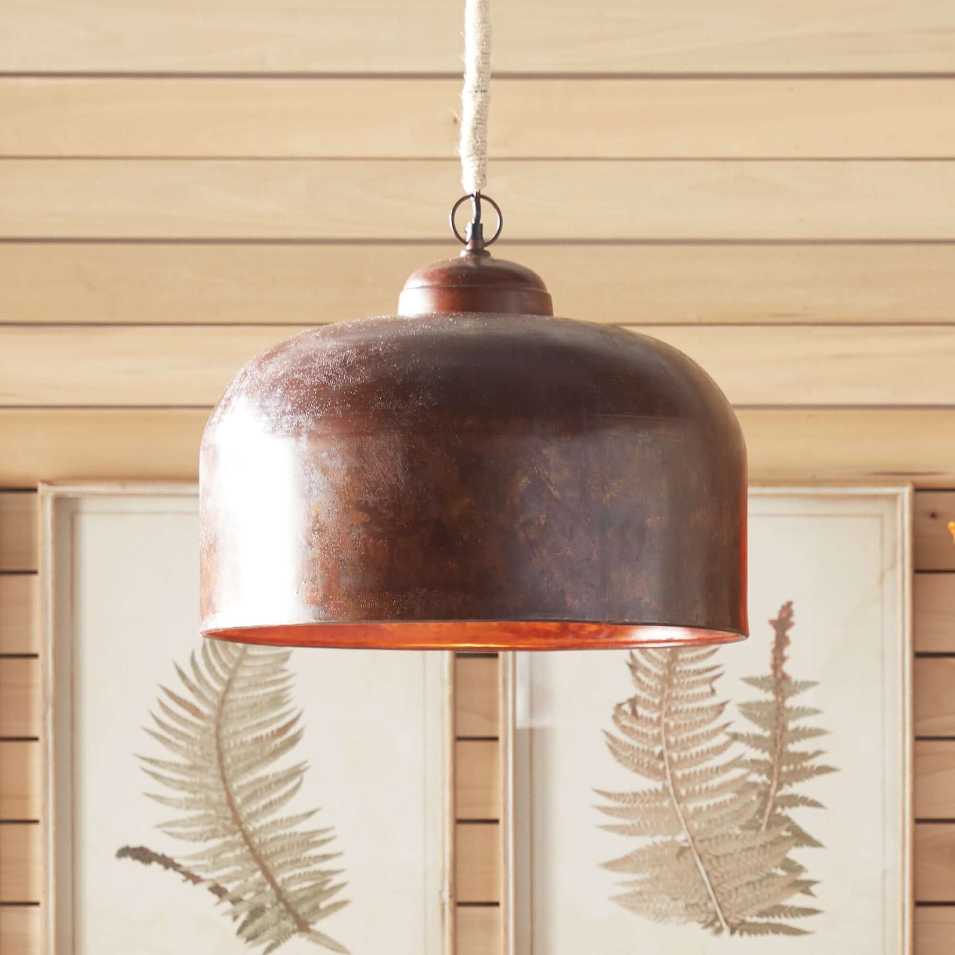 Vintage Industrial Iron Pendant Light with Jute Wrap