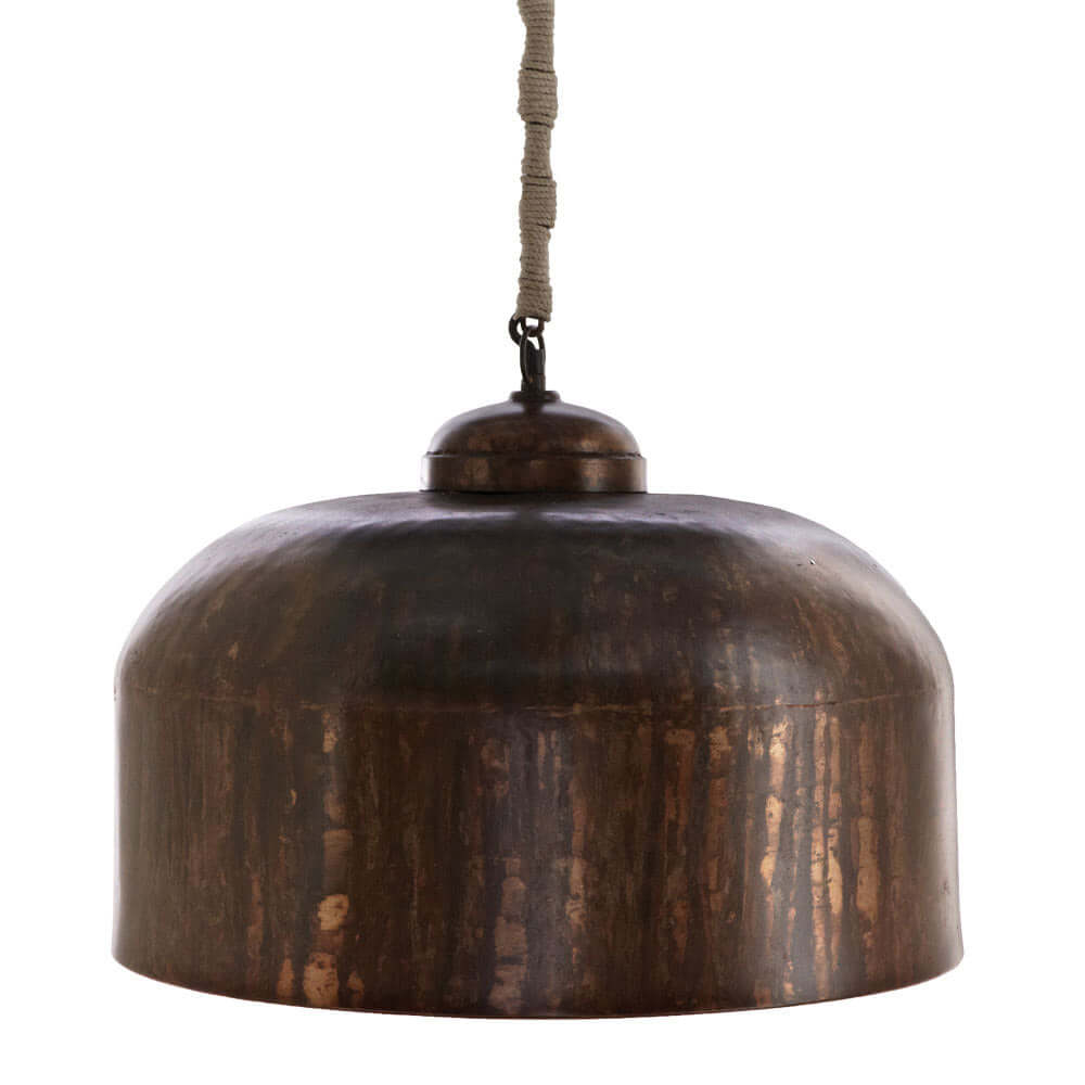 Vintage Industrial Iron Pendant Light with Jute Wrap
