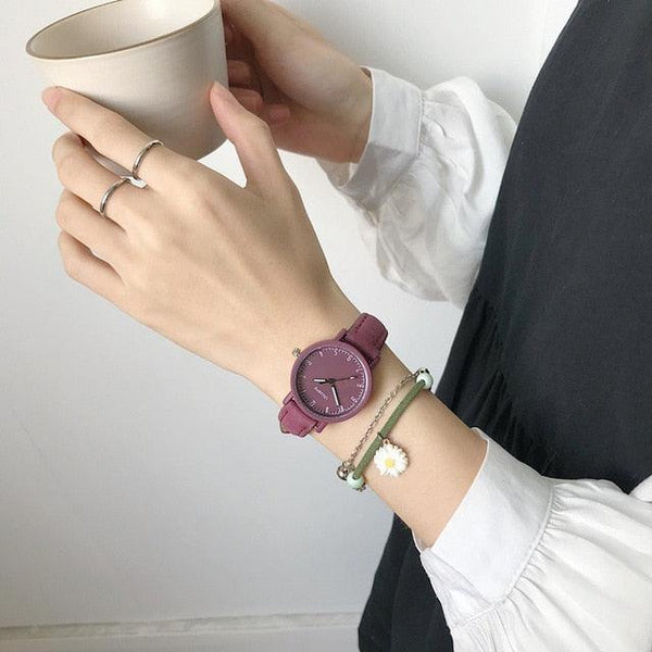 Vintage Leather Simple Women Watches Fashion Quartz Watch Wristwatches Retro Casual Watches Brown Leather Classic Analog Quartz Fashion Simple Ladies Quartz Watches