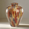 Vintage Lidded Enameled Iron Vase with Autumn Brushstroke Finish