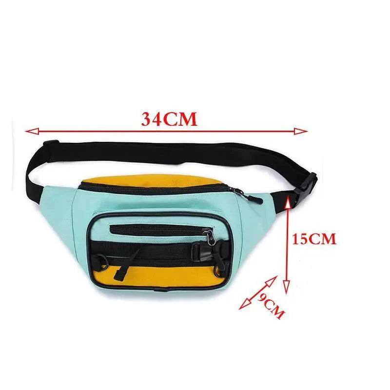 Vintage Lightweight Unisex Fanny Pack 3 Zippers Waist Packs Canvas Adjustable Party Fanny Pack