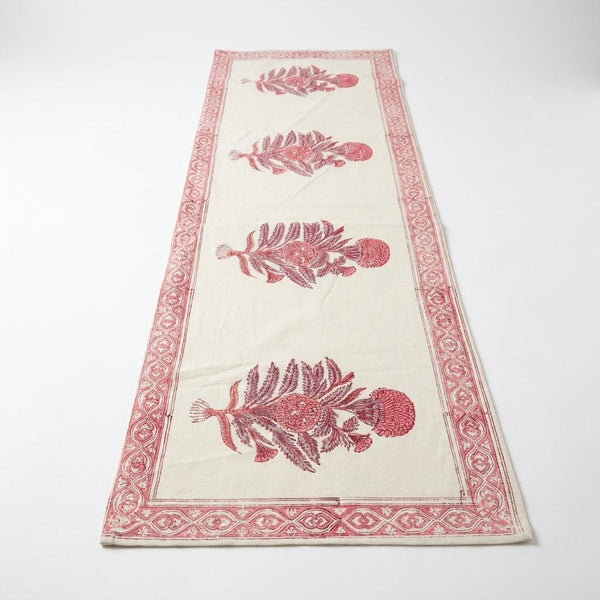 Hand Block Printed Cotton Magenta & Cream 13 Pieces Table Linen Set