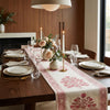 Magenta & Natural Floral Hand Block Printed 13 Pieces Table Linen Set