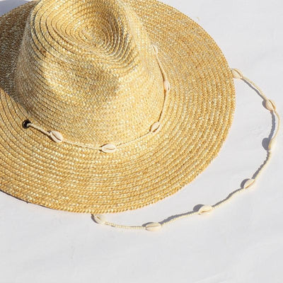 Vintage Seashells Beaded Beach Hats With Chain For Women Elegant Outdoor Ladies Hat Beach Hats Women Seashells Sun Hat Fashion Straw Fedoras Sun Hats Summer Portable Charming Hat