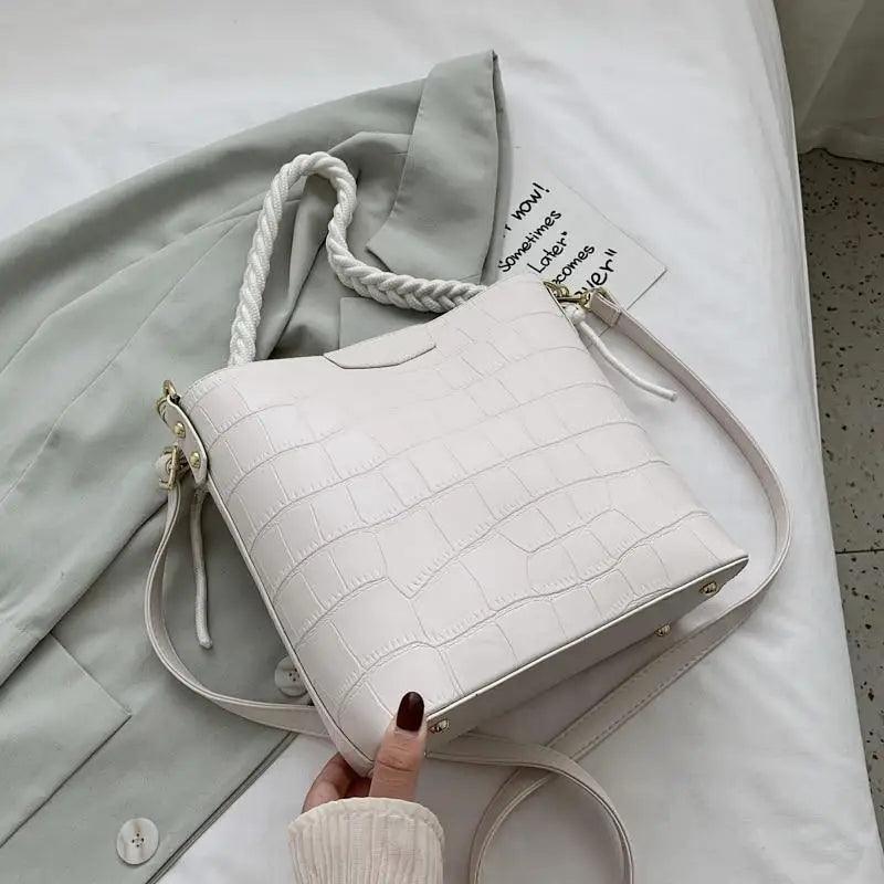 Vintage Style Fashionable Women's bucket bag Stone Pattern Shoulder Bag For Ladies Diagonal Female Bag