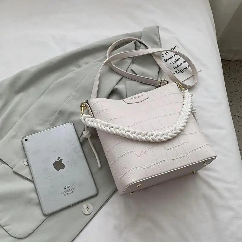 Vintage Style Fashionable Women's bucket bag Stone Pattern Shoulder Bag For Ladies Diagonal Female Bag