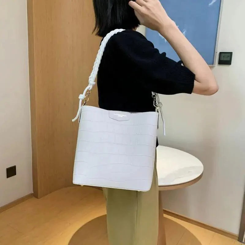 Vintage Style Fashionable Women's bucket bag Stone Pattern Shoulder Bag For Ladies Diagonal Female Bag