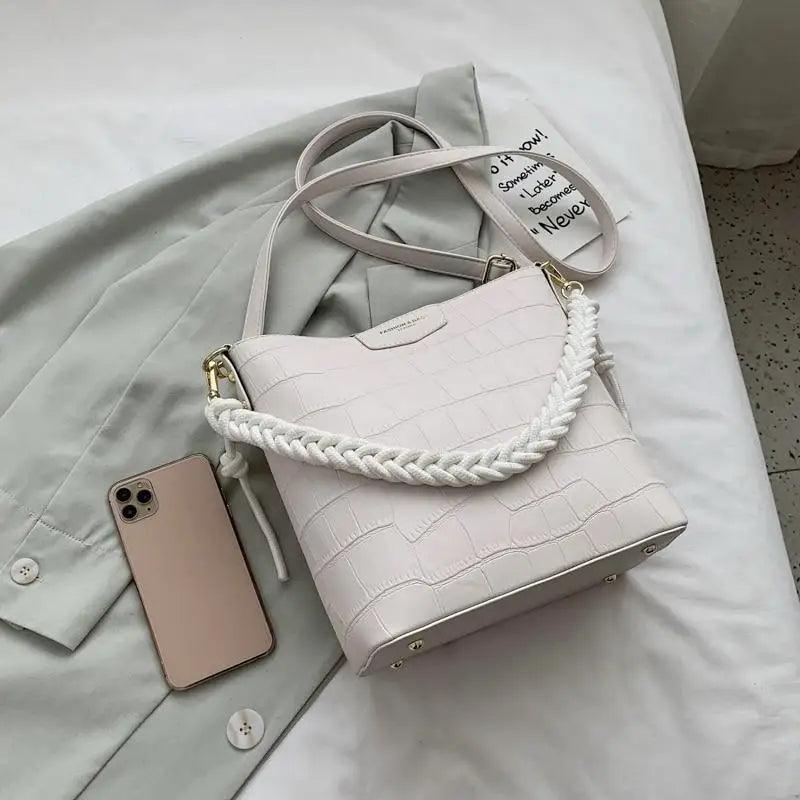 Vintage Style Fashionable Women's bucket bag Stone Pattern Shoulder Bag For Ladies Diagonal Female Bag