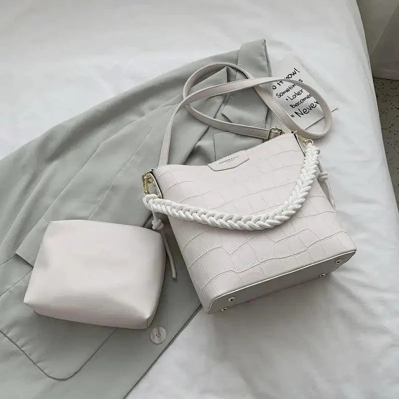 Vintage Style Fashionable Women's bucket bag Stone Pattern Shoulder Bag For Ladies Diagonal Female Bag