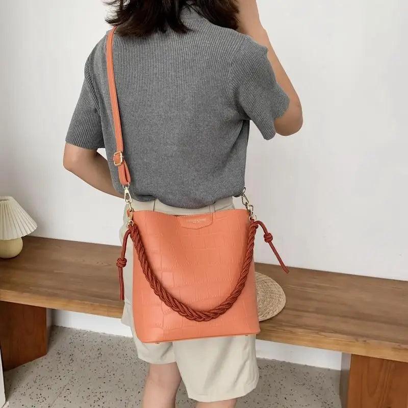 Vintage Style Fashionable Women's bucket bag Stone Pattern Shoulder Bag For Ladies Diagonal Female Bag
