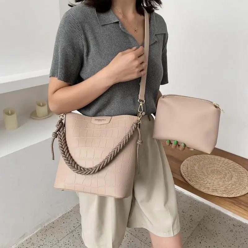 Vintage Style Fashionable Women's bucket bag Stone Pattern Shoulder Bag For Ladies Diagonal Female Bag