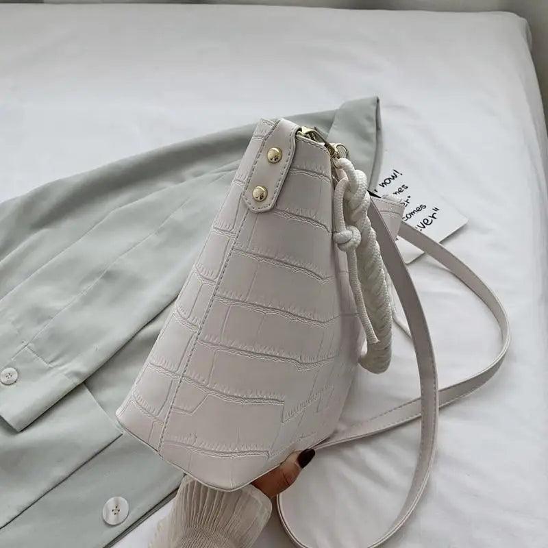 Vintage Style Fashionable Women's bucket bag Stone Pattern Shoulder Bag For Ladies Diagonal Female Bag