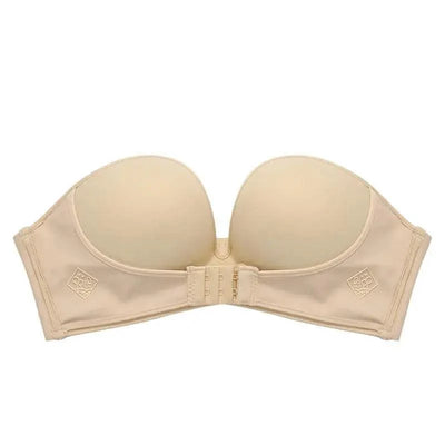 Vintage Style Front Closure Sexy Push Up Bra Women Invisible Bras Underwear Lingerie for Female Brassiere Strapless Seamless Bralette ABC Cup