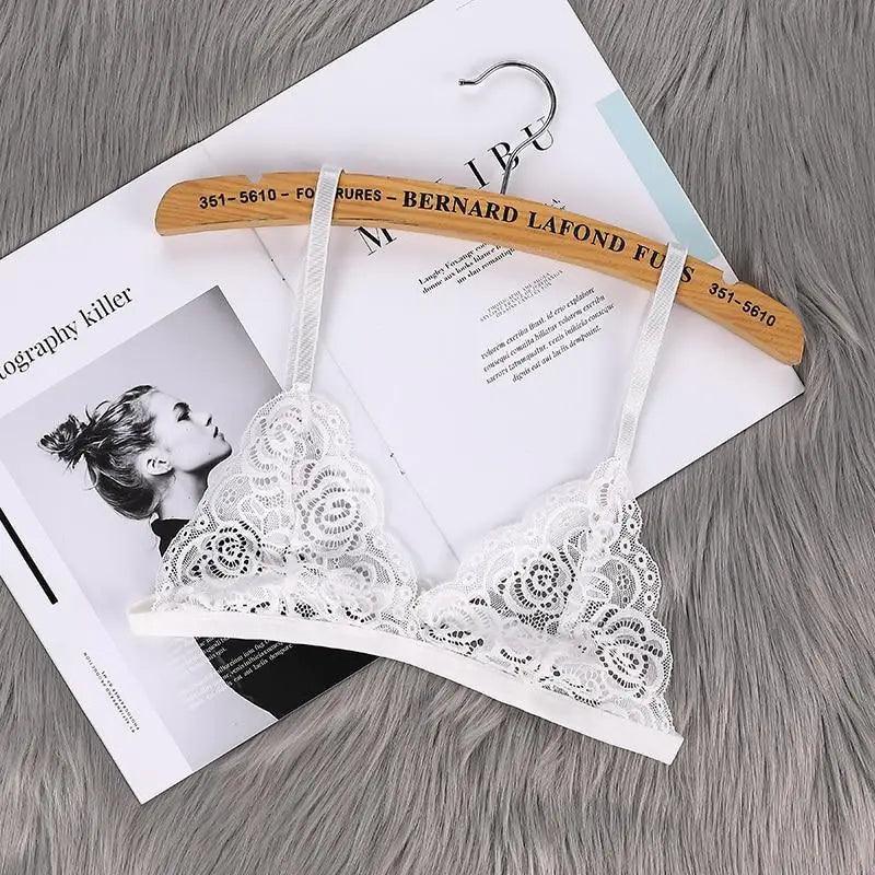 Vintage Style Women's Thin Bra Without Chest Pad Fashionable Sexy Lace Bra Back Buckle Tube Top Women's  Underwear Summer Clothes