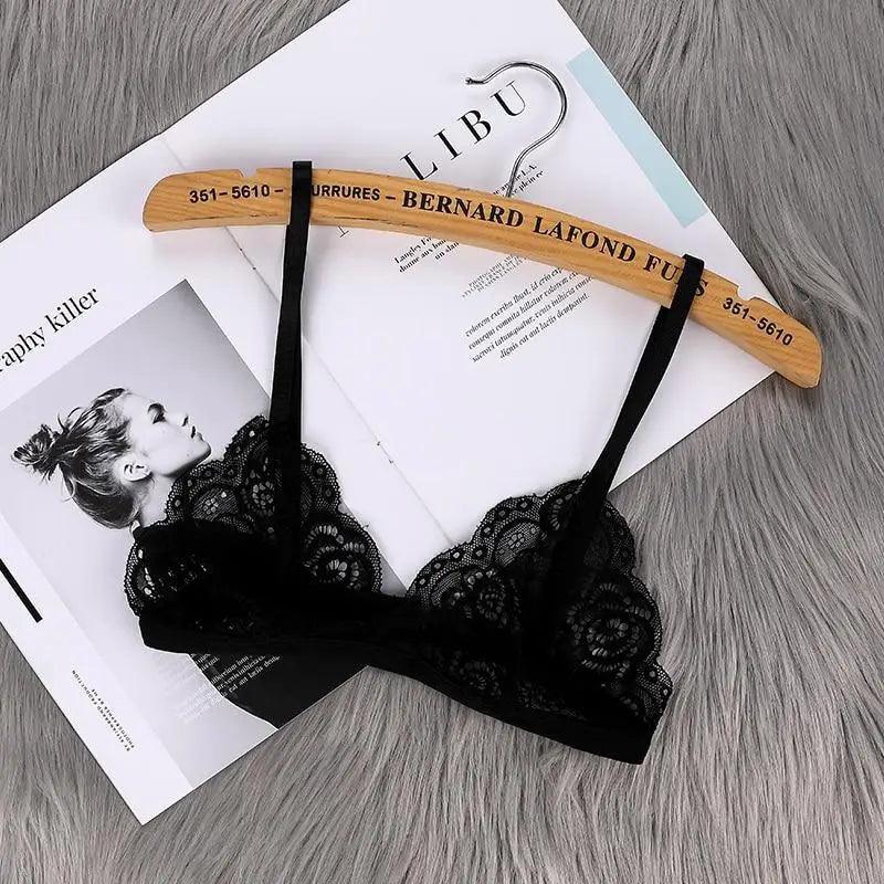 Vintage Style Women's Thin Bra Without Chest Pad Fashionable Sexy Lace Bra Back Buckle Tube Top Women's  Underwear Summer Clothes