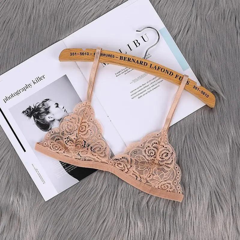 Vintage Style Women's Thin Bra Without Chest Pad Fashionable Sexy Lace Bra Back Buckle Tube Top Women's  Underwear Summer Clothes