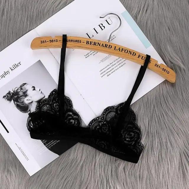 Vintage Style Women's Thin Bra Without Chest Pad Fashionable Sexy Lace Bra Back Buckle Tube Top Women's  Underwear Summer Clothes