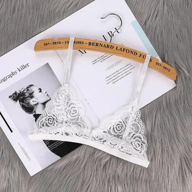 Vintage Style Women's Thin Bra Without Chest Pad Fashionable Sexy Lace Bra Back Buckle Tube Top Women's  Underwear Summer Clothes