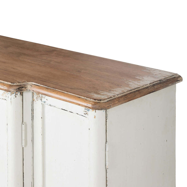 Vintage White Painted Entryway Cabinet with Distressed Wood Top