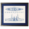 Vintage German Warship Blueprint Wall Art