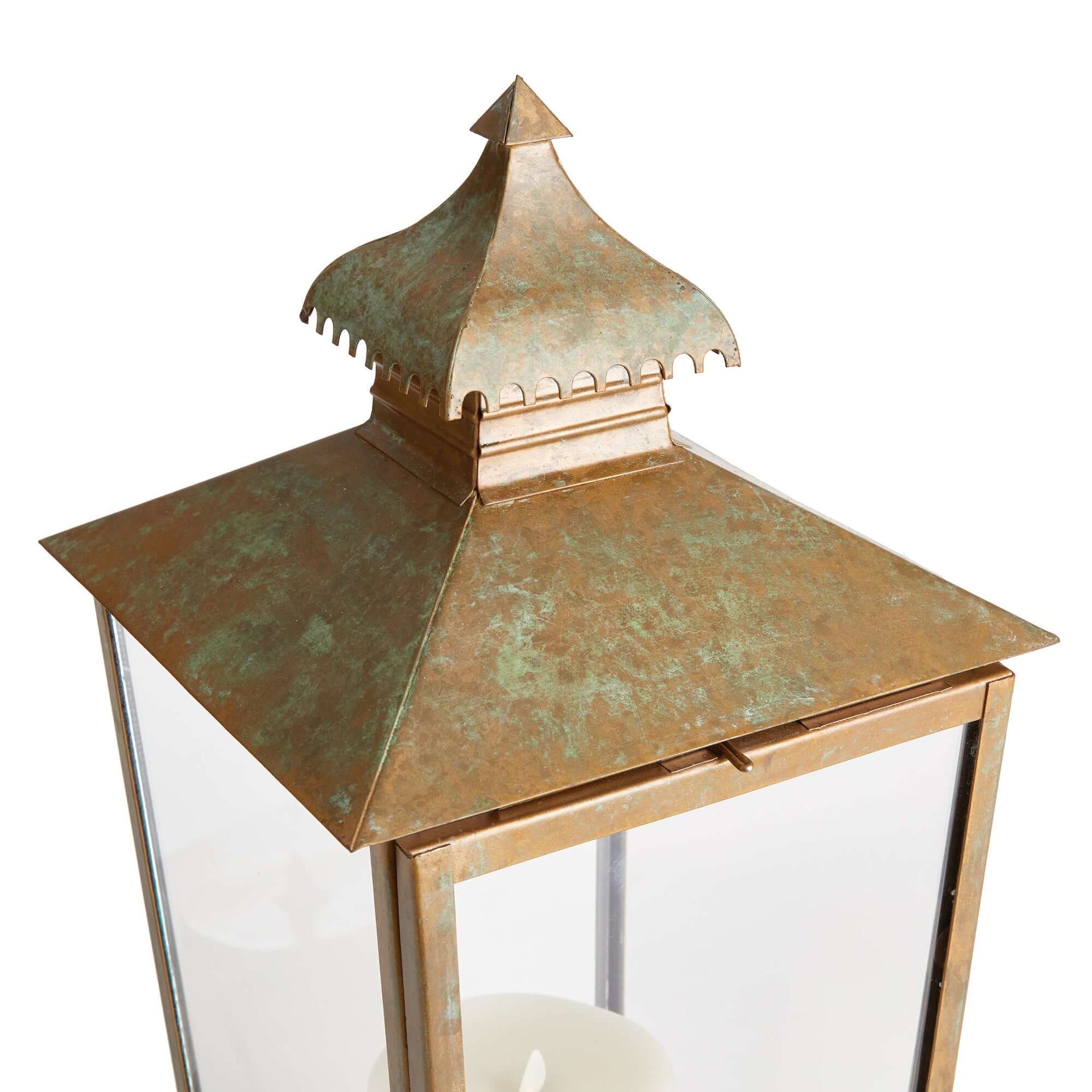 Vintage Pagoda-Top Large Metal Lantern