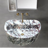 Calacatta Viola Marble Wall-Mount Fluted Half-Round Bathroom Sink (W)16