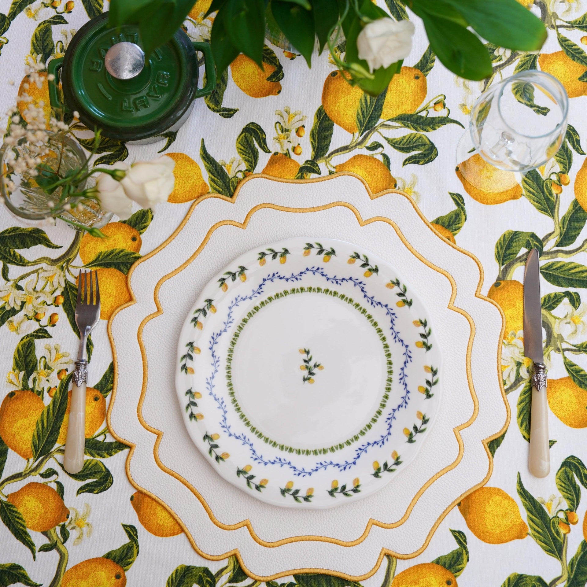 SPRING TABLE DECOR – VISTA IVORY WAVY FAUX LEATHER PLACEMAT