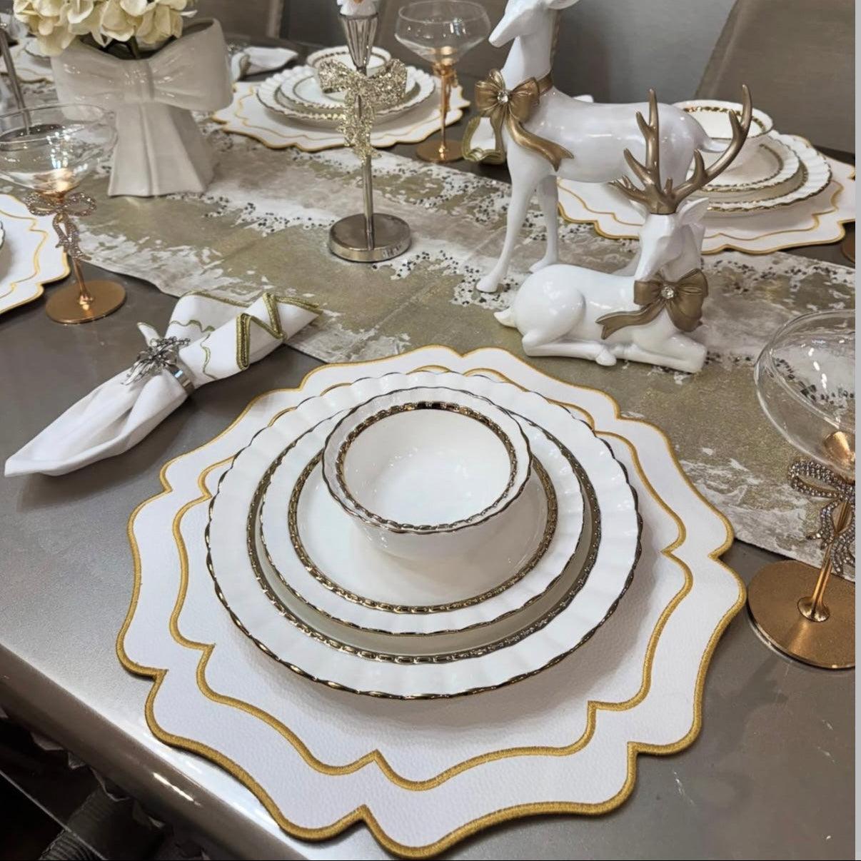 SPRING TABLE DECOR – VISTA IVORY WAVY FAUX LEATHER PLACEMAT