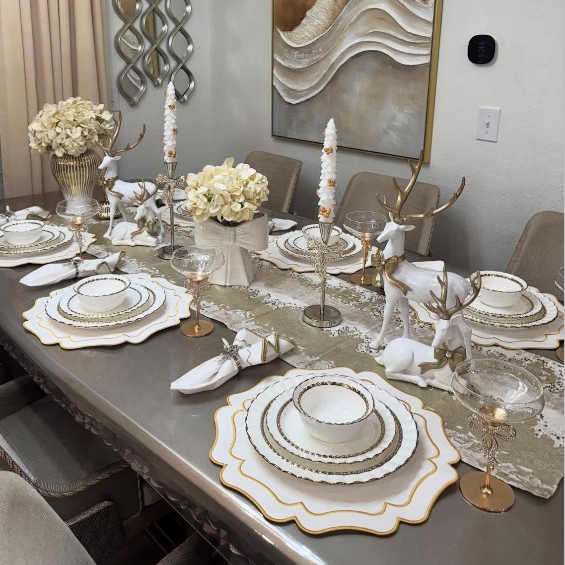 SPRING TABLE DECOR – VISTA IVORY WAVY FAUX LEATHER PLACEMAT