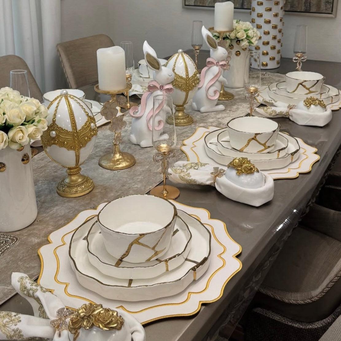 SPRING TABLE DECOR – VISTA IVORY WAVY FAUX LEATHER PLACEMAT