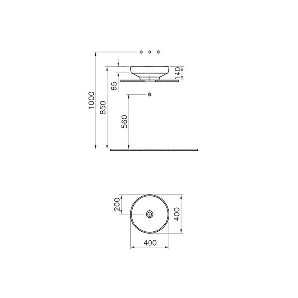 Vitra Water Jewels Ceramic Vessel Round Sink D:15.6