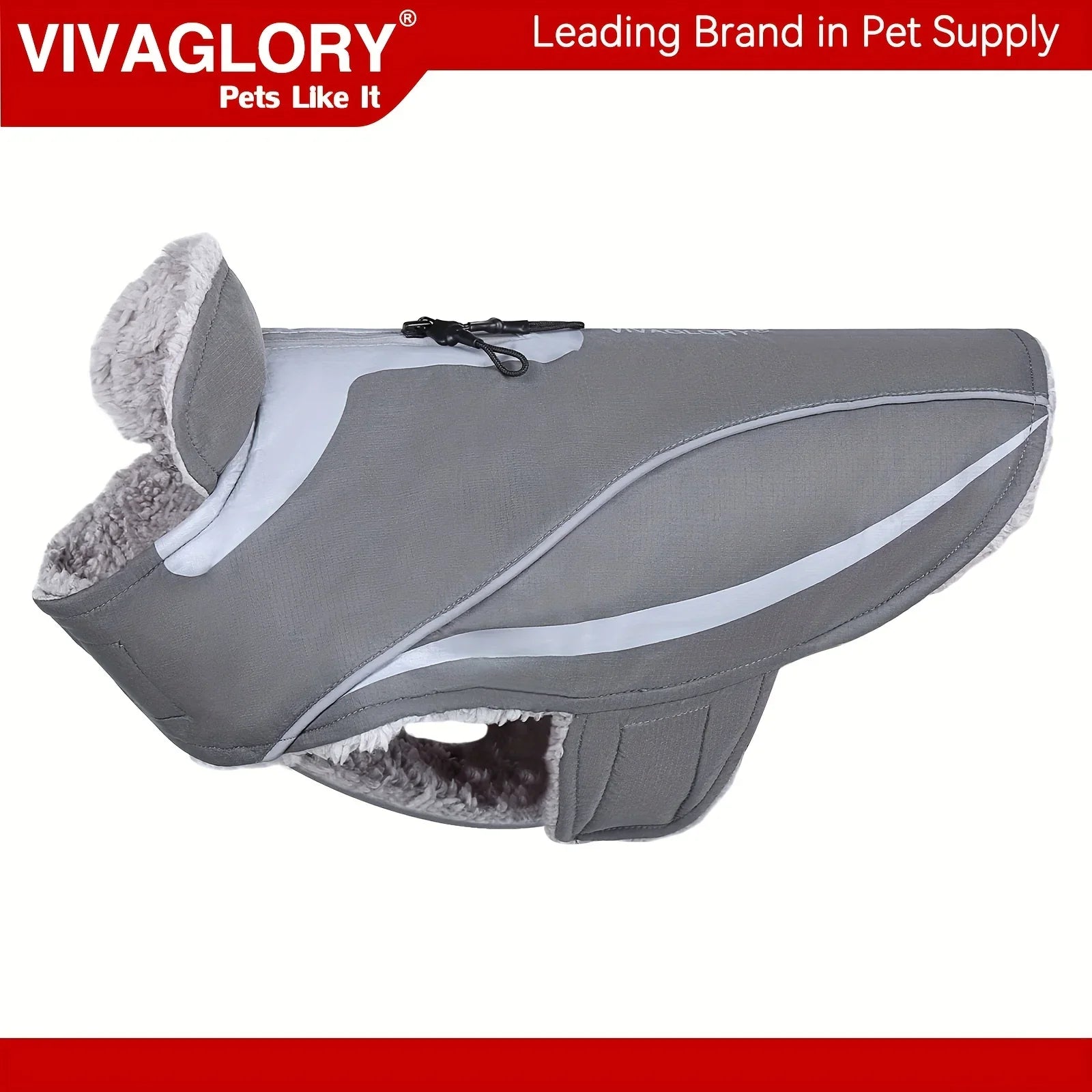 VIVAGLORY Dog Coat For Winter Dog Jacket With Harness Hole, Fleece Dog Vest For Cold Weather Dog Fleece Coat With , Warm Dog Parka Puppy Coat For Snow Puppy Jacket With Zipper, Reflective Dog Coat Dog Jacket For Hunting
