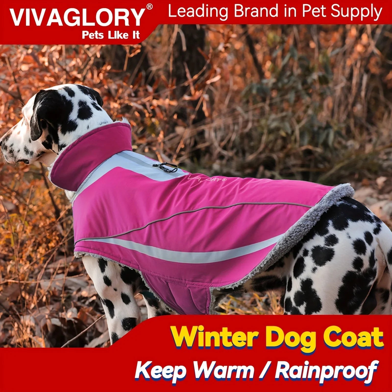 VIVAGLORY Dog Coat For Winter Dog Jacket With Harness Hole, Fleece Dog Vest For Cold Weather Dog Fleece Coat With , Warm Dog Parka Puppy Coat For Snow Puppy Jacket With Zipper, Reflective Dog Coat Dog Jacket For Hunting