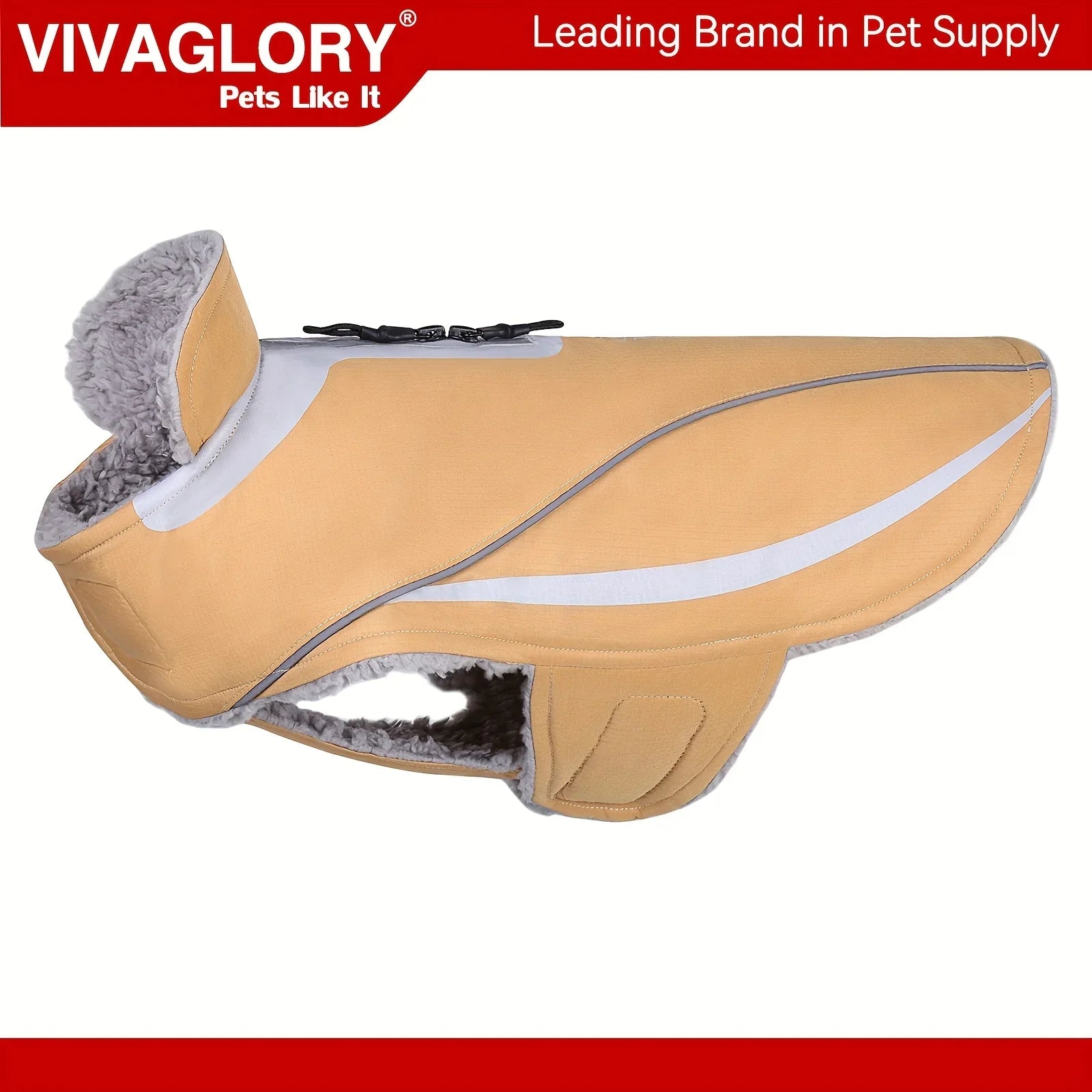 VIVAGLORY Dog Coat For Winter Dog Jacket With Harness Hole, Fleece Dog Vest For Cold Weather Dog Fleece Coat With , Warm Dog Parka Puppy Coat For Snow Puppy Jacket With Zipper, Reflective Dog Coat Dog Jacket For Hunting