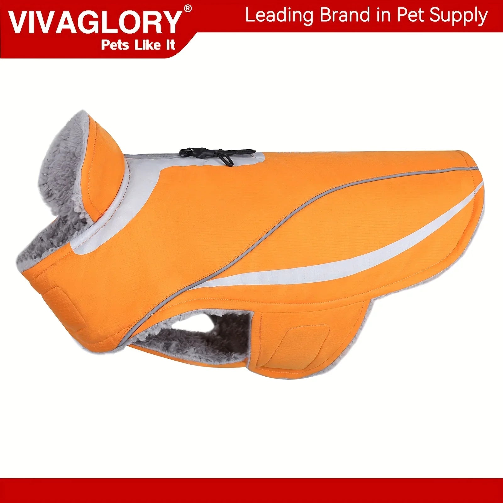 VIVAGLORY Dog Coat For Winter Dog Jacket With Harness Hole, Fleece Dog Vest For Cold Weather Dog Fleece Coat With , Warm Dog Parka Puppy Coat For Snow Puppy Jacket With Zipper, Reflective Dog Coat Dog Jacket For Hunting