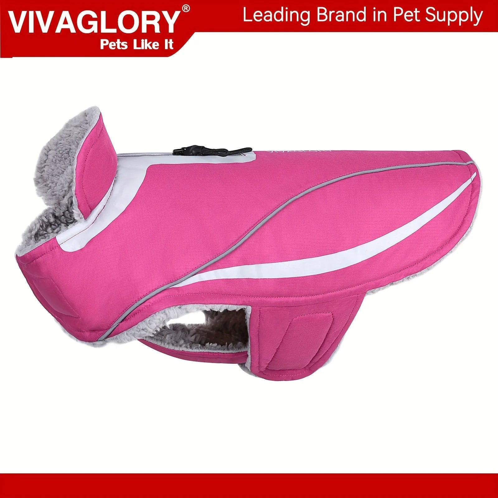 VIVAGLORY Dog Coat For Winter Dog Jacket With Harness Hole, Fleece Dog Vest For Cold Weather Dog Fleece Coat With , Warm Dog Parka Puppy Coat For Snow Puppy Jacket With Zipper, Reflective Dog Coat Dog Jacket For Hunting
