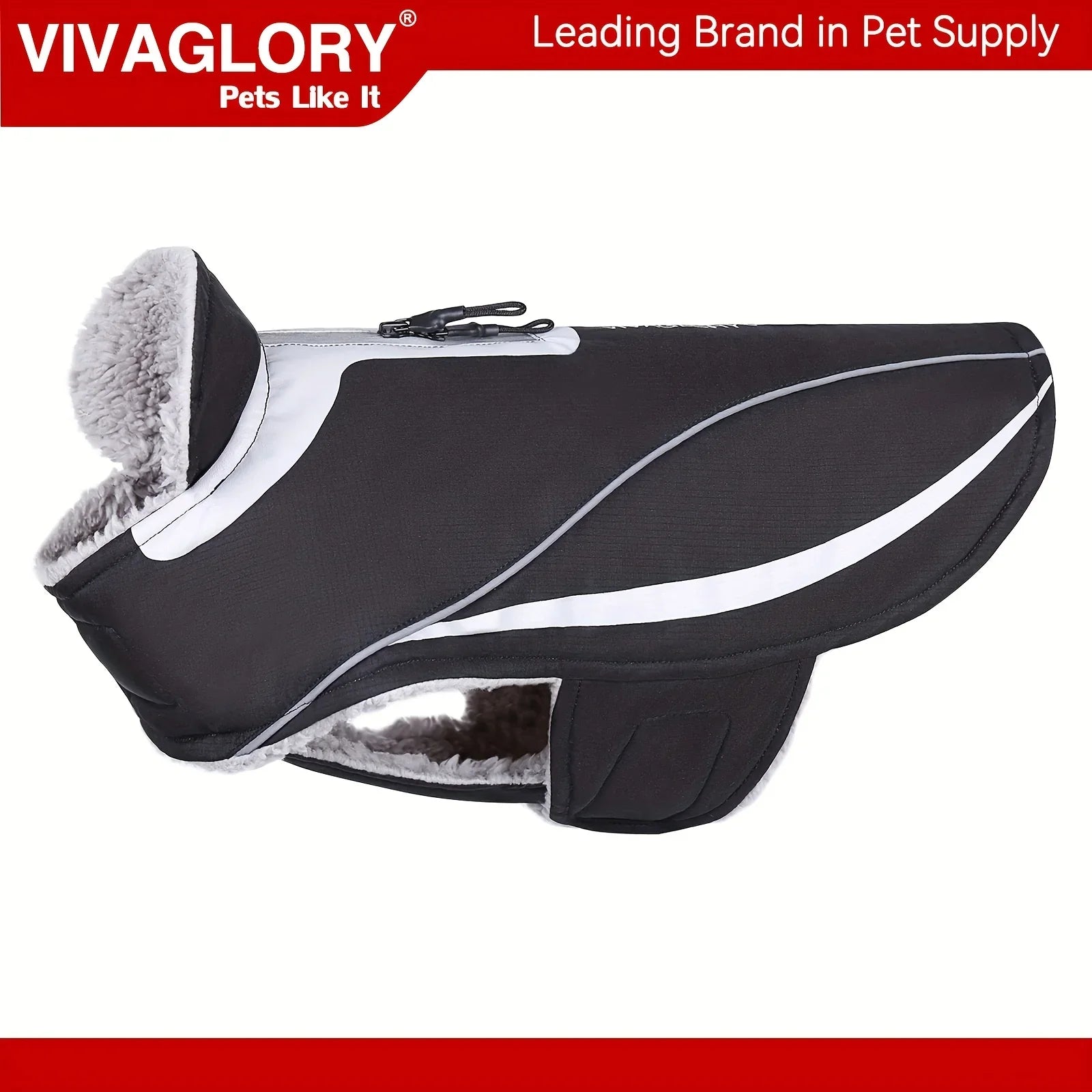 VIVAGLORY Dog Coat For Winter Dog Jacket With Harness Hole, Fleece Dog Vest For Cold Weather Dog Fleece Coat With , Warm Dog Parka Puppy Coat For Snow Puppy Jacket With Zipper, Reflective Dog Coat Dog Jacket For Hunting