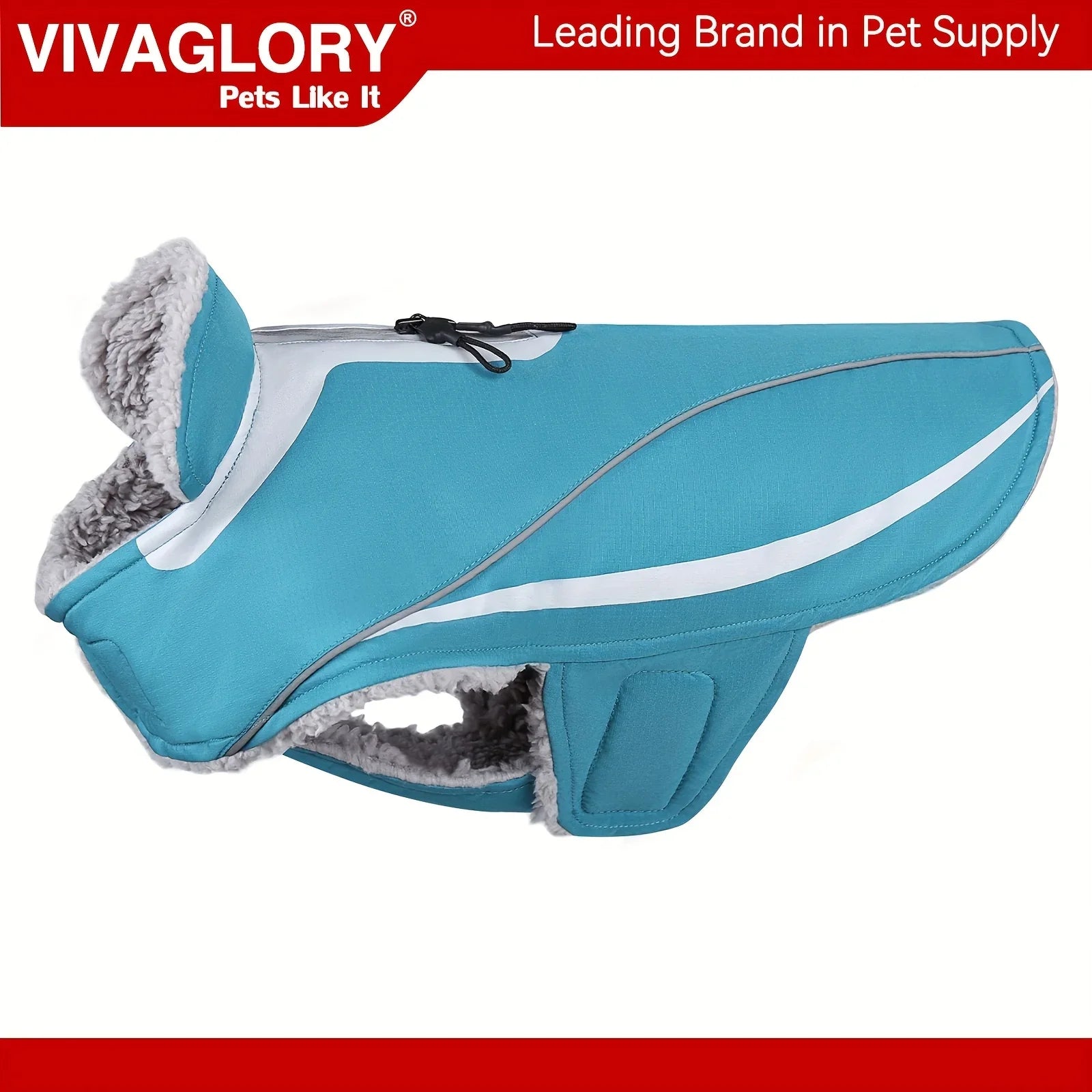 VIVAGLORY Dog Coat For Winter Dog Jacket With Harness Hole, Fleece Dog Vest For Cold Weather Dog Fleece Coat With , Warm Dog Parka Puppy Coat For Snow Puppy Jacket With Zipper, Reflective Dog Coat Dog Jacket For Hunting